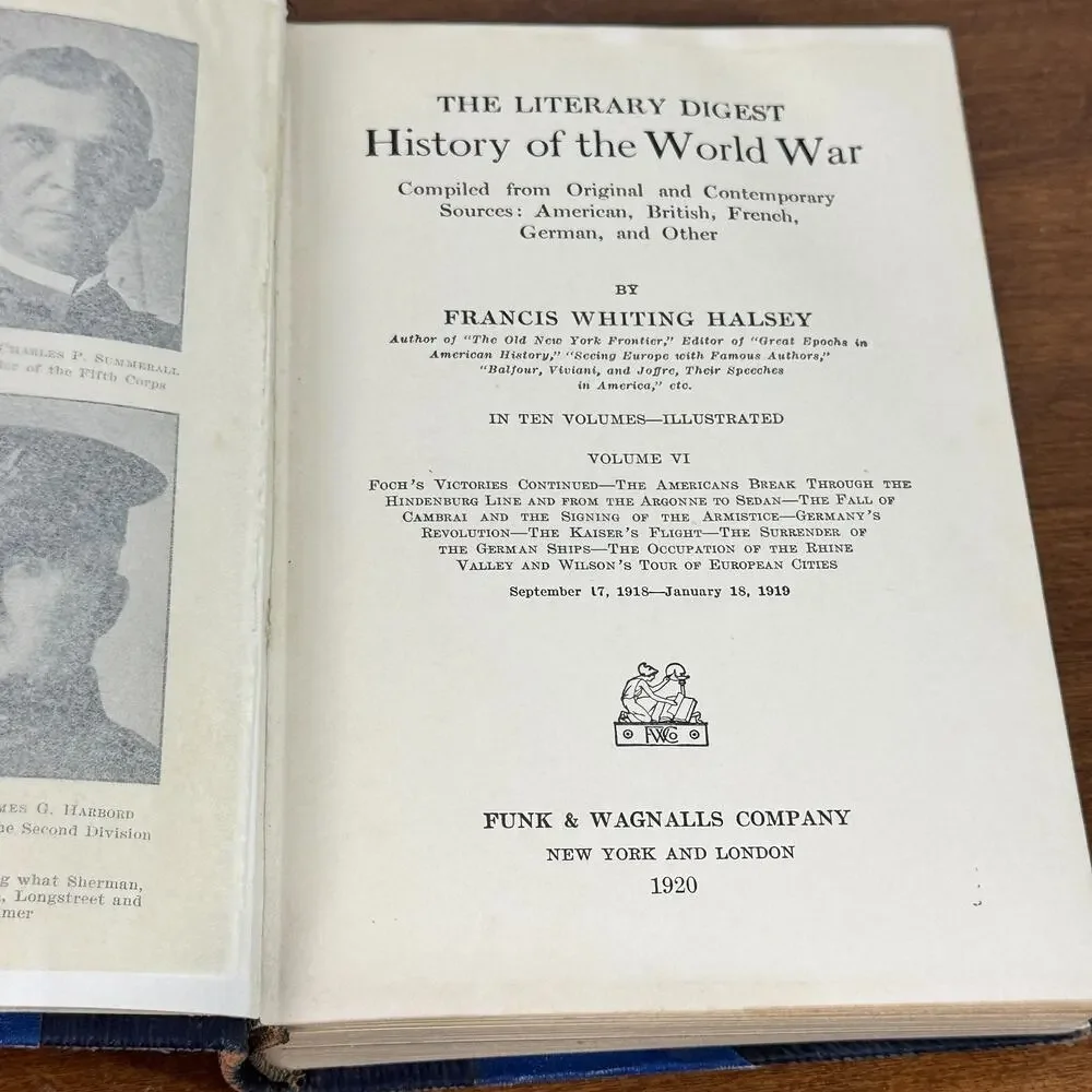 The Literary Digest History of the World War Francis Whiting Halsey 1920 Vol VI